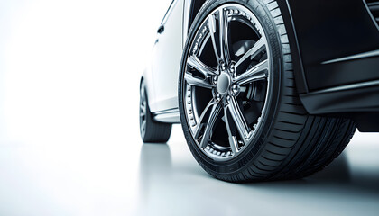 tire at repairing service garage background. Technician man replacing winter and summer tyre for safety road trip. Transportation and automotive maintenance concept