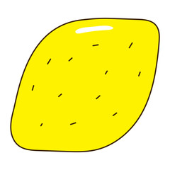 Lemon, citrus fruit whole hand drawn illustration, isolated vector. Line art style design. Summer clip art, seasonal element, print. Healthy food, dessert, treat, beach activity, party