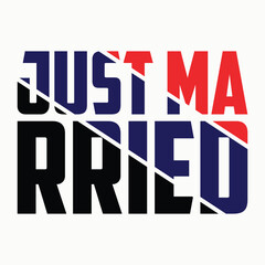 Just married wedding quote, t-shirt print template. Hand drawn lettering phrase.