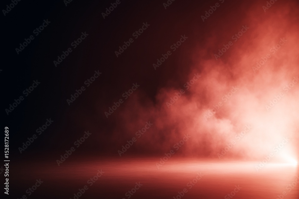 Poster Abstract red smoke and light background with dark gradient and empty space for creative design, copyspace or advertising concept template.