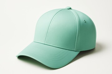 Fototapeta premium Minimalist green baseball cap mockup on clean background for branding and advertising concept presentation with space for design or logo.