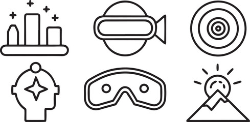 Black and white vintage hand-drawn vector icon set of eyeglasses, a brush, and a glass of water, perfect for food and coffee label designs