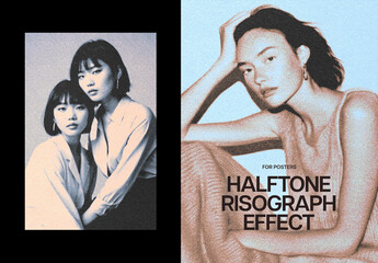 Halftone Risograph Poster Effect Mockup