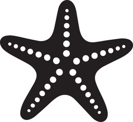 Black and White Starfish Illustration Stylized Sea Star Silhouette with Circular Dot Pattern, Marine Life Vector for Beach and Ocean Themes