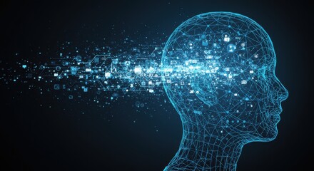Obraz premium Digital brain data processing network technology