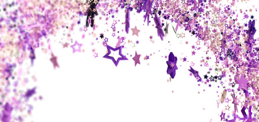 Festive background with purple and pink glitter stars. Perfect for holidays, celebrations, and more!