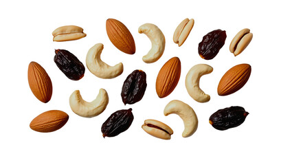 Top View of Healthy Snack Nuts and Dried Fruits