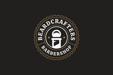 Elegant barbershop logo with a retro design, including decorative elements. Ideal for grooming services and fashion-oriented businesses. Vector illustration