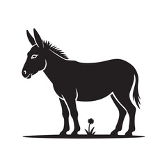 donkey. Vector black silhouette. with white background