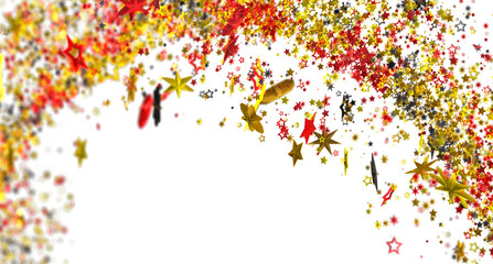 Beautiful festive background with golden, red and black stars. Ideal for celebrations.