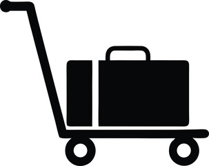  luggage cart icon silhouette vector illustration