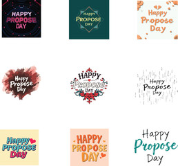 Happy propose day. Valentine's typography vector art set.
