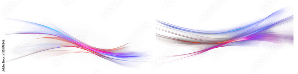 Poster png dynamic abstract colorful waves, element set on transparent background
