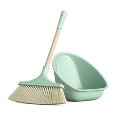 Mint Green Broom and Dustpan Set for Cleaning Home Spring Cleaning Supplies
