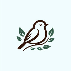 Creative luxury modern bird with green leaf logo template vector icon 
