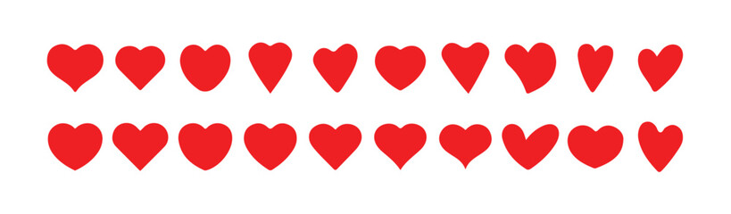 Red heart or red love isolated on white background vector illustration eps 10.