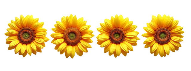 A set of four sunflowers