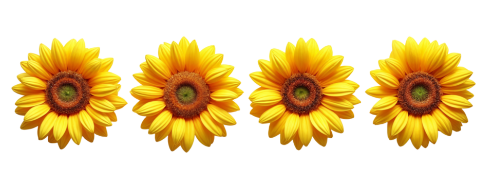 A set of four sunflowers