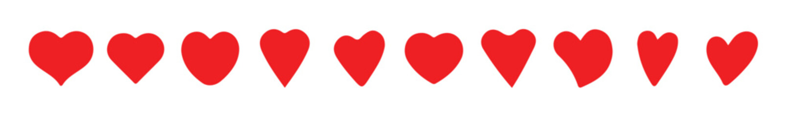 Red heart or red love isolated on white background vector illustration eps 10.