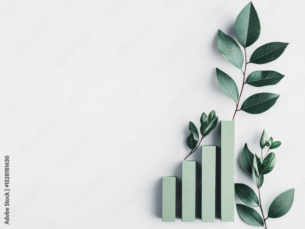 Aufkleber white background with green leaves and green boxes. the boxes are stacked in a way that they look li