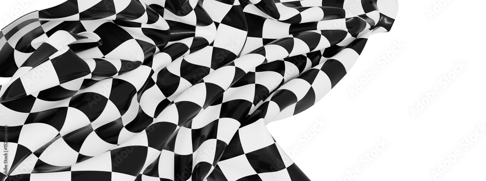 Poster high-resolution image of a black and white checkered fabric with a wavy texture. perfect for backgro