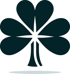 A stylized shamrock with three heartshaped leaves and a split stem