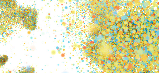 Vibrant yellow, blue, and orange bubbles on white background. Perfect for design projects.