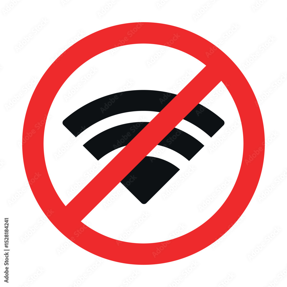 Poster wireless connection ban solid icon, prohibited elements concept. vector graphics. wifi signal covera