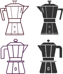 Silhouette Coffee Maker Flat Illustration Minimal Brewer and Morning Routine Vector Icon