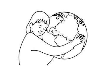 Person hugging the planet earth symbolizing love care and concern for the environment