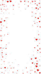 Red hearts scattered on white background.