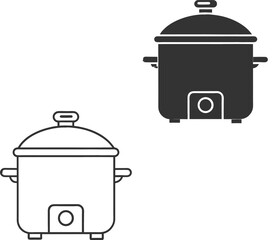 Silhouette Deep Fryer Flat Illustration  Minimal Frying Appliance and Restaurant Vector Icon