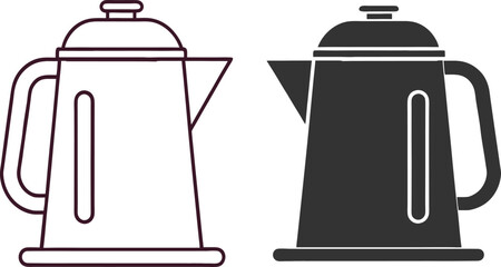 Silhouette Electric Kettle Flat Illustration  Minimal Boiling Appliance and Kitchen Vector Icon