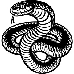 Fototapeta premium Black and White Cobra Snake Coiled Design