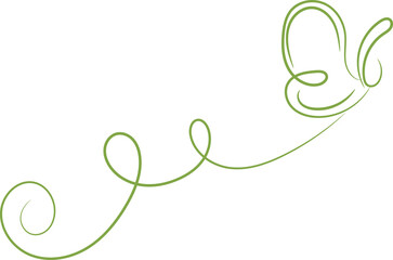 Elegant Butterfly Line Art in Green Depicting Flight and Transformation Perfect for Nature Inspired Designs and Minimalist Branding on a Clean White Background