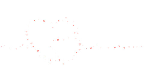 Red hearts scattered on white background.