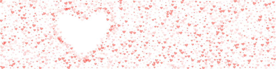 Red hearts scattered on white background.
