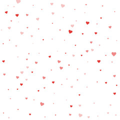 Red hearts scattered on white background.