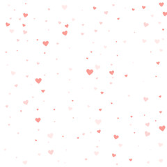 Red hearts scattered on white background.