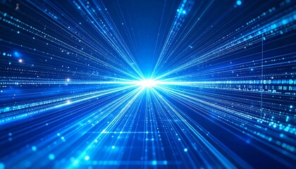 Digital Data Stream with Blue Burst.