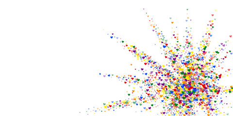 Rainbow colored scattered hearts. LGBT valentine