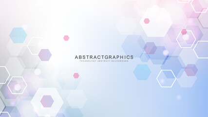 Modern health care abstract background with lines, dots and hexagons. Medical innovation banner template concept. illustration.