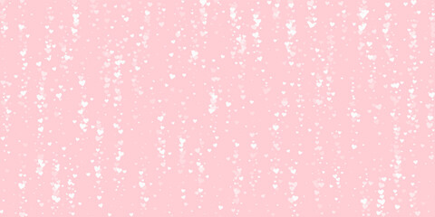 White hearts scattered on pink background.
