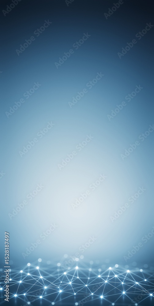 Poster Abstract blue tech background with glowing connected dots and gradient light, ideal for copyspace, posters, banners, or digital promotion templates.