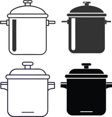 Silhouette Pressure Cooker Flat Illustration Minimal Electric Cooking Appliance Vector Icon