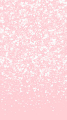 White hearts scattered on pink background.
