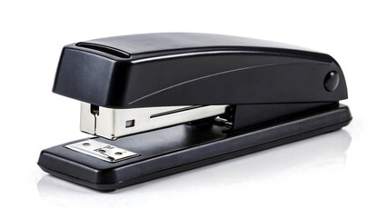 Black Office Stapler Isolated on White Background Ideal for Stationery Supplies and Business Documents