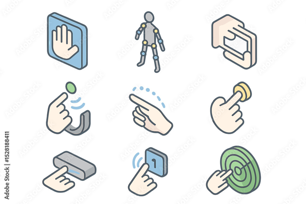 Poster digital interaction icons for gesture and touch controls