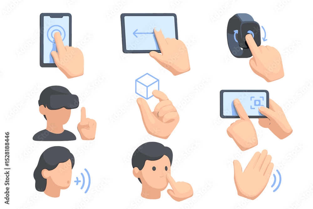 Poster 3d gestures and interactions with various devices and interfaces