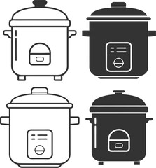 Silhouette Rice Cooker Flat Illustration  Minimal Asian Kitchen Appliance Vector Icon